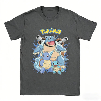 2026 Hot Sale Pokemon Blastoise Evolution T-shirt Squirtle Wartortle Blastoise Print Anime Tee Men Women Short Sleeve Summer Top