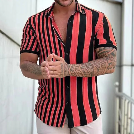 Hawaiian Men's Shirt Summer Fashion Sexy Striped Printed Shirts For Men Casual Tops Tee Male Clothing Oversized Camisa