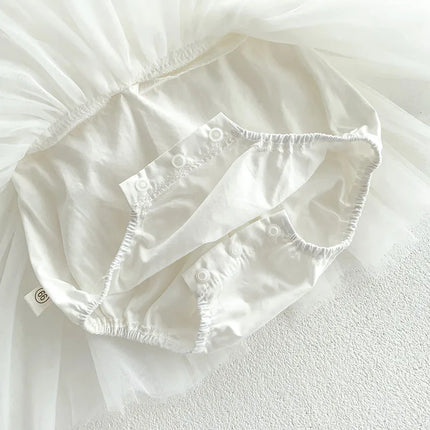 2024 Summer New Sleeveless Lace Bodysuit Infant Baby Girl Party Mesh Dress Infant Girls Princess Dress Jumpsuit