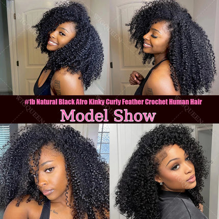 #27 Honey Blonde Small Spirals Curly Feather Human Crochet Hair Extensions Miracle Knots Pre-Separated Pixie Curls Crochet Hair