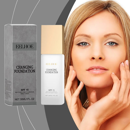 Colour Changing Foundation, Spf 15 Full Coverage Waterproof Makeup of The Face Brightening Mature Skin Foundation Cosmetics