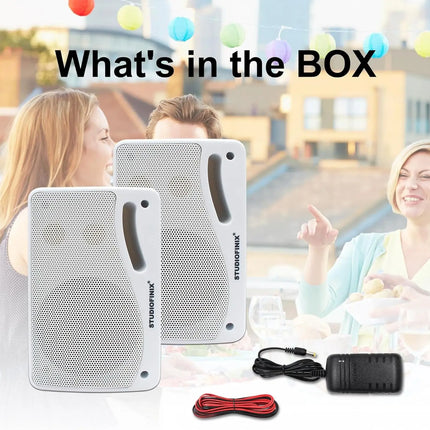 STUDIOFINIX 2PCS 3.5 Inch 200W Outdoor Bluetooth Waterproof Wired 3 Way Premium Wall Mount Speaker For Patio Deck Indoor Outdoor
