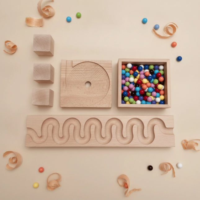 Marble Run with Wooden Blocks Stem Wooden Marble Run Set Learning Eco-Friendly for Preschoolers, Child-Centered School, Playroom