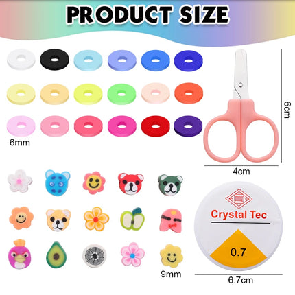8 Styles Clay Beads Bracelet Making Kit Seed Letter Alphabet DIY Art Craft Beads Kit with Charms for Jewelry Making Crafts Gifts