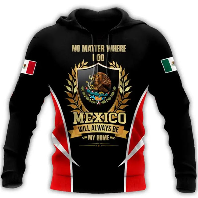 Mexico National Flag Print Hoodies For Men Fashion 3D Eagle Pattern New in Sweatshirts Hip Hop Harajuku Oversized Pullover Tops