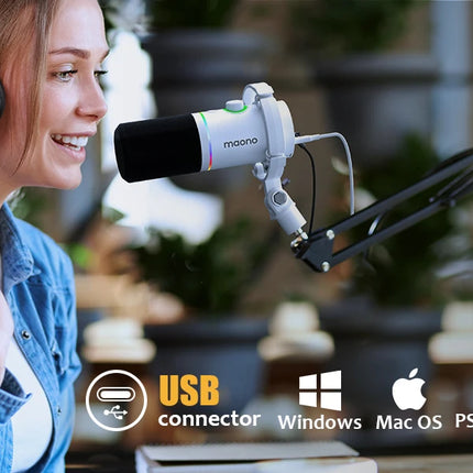 maono PD200X XLR/USB Dynamic Microphone for Gaming Recording Streaming Youtube Metal Mic with Software Tap-to-Mute Gain Knob