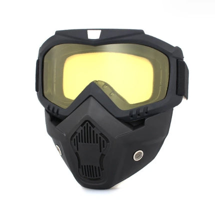 Motocross Tactical Cycling Goggles Face Mask Detachable Adjustable Glasses Mask Snowboard Eyewear Riding Proof Windproof