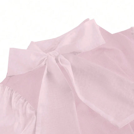 Plus Size Women's Elegant Contrast Bow Tie Long Sleeve A-Line Office Work Shirt Business Pink Black Brown Best for Spring