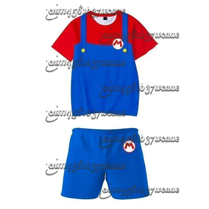 Bandai Mario Character Series Family Matching T-shirt Set Oversized Summer Short Sleeve Shorts Universal Cosplay Clothing