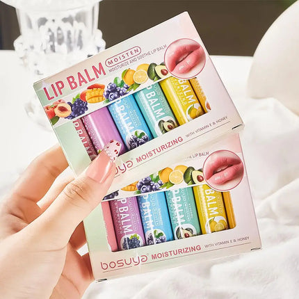 6PCS Assorted Fruit Flavor Lip Balm Set - Deeply Moisturizes and Hydrates for Preventing Chapped Lips in Winter Lip Care