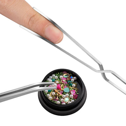 Rose Gold Anti-Static Tweezers Nail Art Tool for Acrylic Gel Sculpting Shaping DIY Clip Manicure Tool