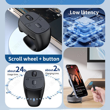 Cell Phone Scrolling Ring Wireless Finger Shutter Remote Control Page Turner Mobile Phone Controller Bluetooth For Travel New