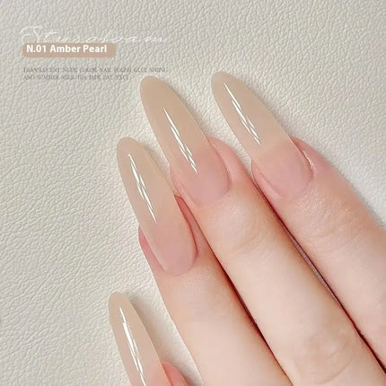 1pc 5g Nail Polish Jelly Ice Clear Nude, Peelable UV LED, Glossy Finish, Solid Color Pattern DIY Nail Art