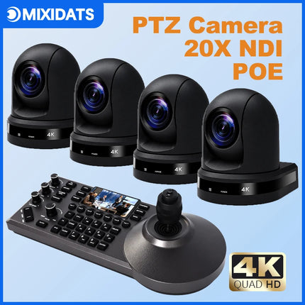 4K NDI PTZ Camera 1-10pcs 20X Zoom Video Conference Camera for Church Business Meeting Optional 1 controller keyboard kit
