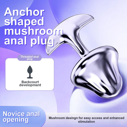 1Pcs,Anchor shaped mushroom anal plug, three sizes, gem base anal plug, g-spot massage, sexual health, adult sex, sex toys