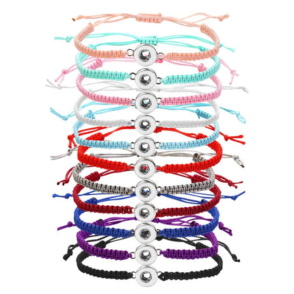 Fashion Colorful manual Rope snap bracelets 15cm adjustable kids fit 12mm snap buttons wholesale key chainSE0145