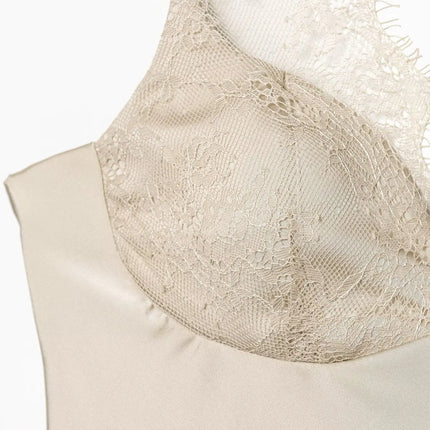 HH Elegant Women's Lace Splice Sexy Satin Sling Top 2026 Spring Summer Fashion Female V-Neck Backless Slimming Underwear Vest