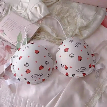 New Sanrio Kawaii Anime Hello Kitty Sweet Cute Cartoon Strapless Underwear Bra Small Breast Girls Bra Set Gift Wholesale