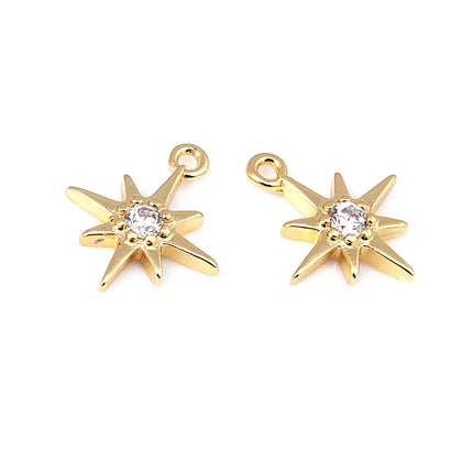 18K Gold Color Brass  Zircon Star Charms Pendants Jewelry Necklaces Earrings Bracelets Making Supplies Diy Findings Accessories