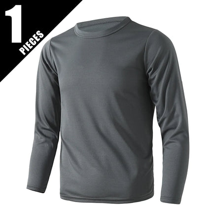 1/5 Set Of 2026 Spring/Summer New Item Youth Solid Color Sports Quick Drying Long Sleeved Casual T-shirt For 13-16 Year Old Boys