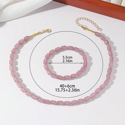 Lilac Natural Stone Necklace Bracelet Beads Handwork Choker Jewelry  Set For Women Trending Products Luxury