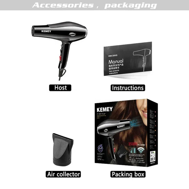 KEMEI KM-5822 High Quality 3500W High Power Two-Speed Three-Temperature Adjustment Professional Hair Dryer