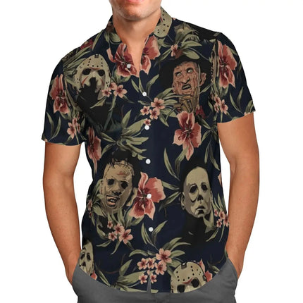 Halloween Hawaiian Shirts Chucky Michael Myers 3d Print Shirts Men Women Fashion Social Beach Shirt Casual Blouses Street Camisa