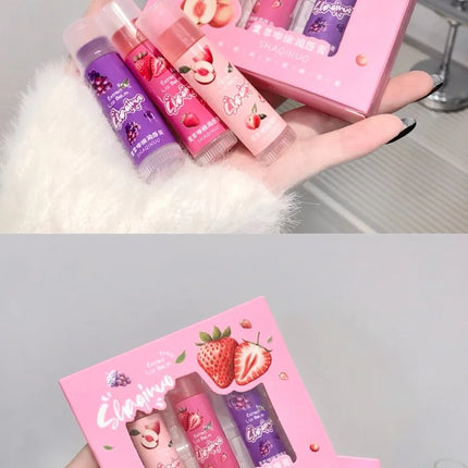 Jelly Fruit Lip Balm Plant Extract Moisturizing & Nourishing Lip Pomade Lasting Hydrating Lip Gloss Care Juicy Peach Lipsticks