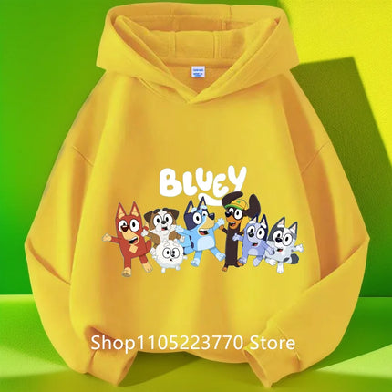 Bluey Kids Hoodie Autumn Winter Cartoon Printed Sweatshirt Cozy Pullover Casual Top for Boys Girls