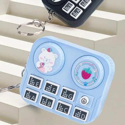 Mini Keychain with DJ Disc Player for Kids, Musical Instrument Sound Button, Toy Games, Educational Toy Bag, Pendant Keychain, 1