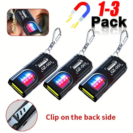 Powerful Mini COB LED Keychain Flashlight USB C Rechargeable Hanging Work Light Waterproof Keyring Camping Walking Pocket Lamp