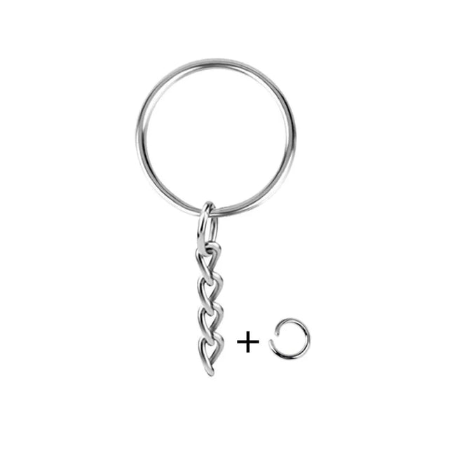 30pcs/pack Silver Color Keyring Keychain Split Key Ring with Chain Climbing Buckles Carabiner Keychain Rings Accessories
