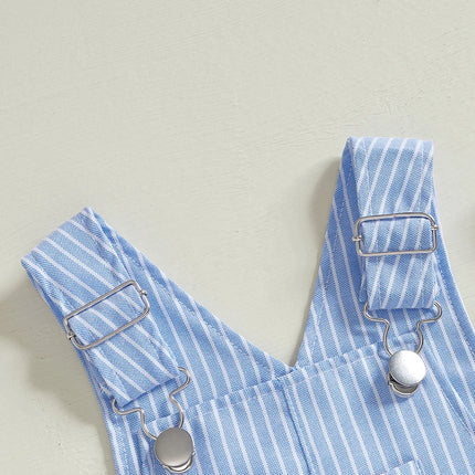 0-3Y Summer Toddler Baby Boys Girls Stripe Print Rompers Overalls Casual Sleeveless Button Playsuit Shorts Fashion Outfits