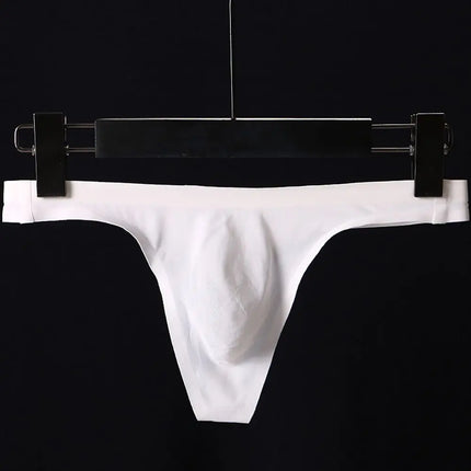 Ultra-thin Seamless Men G Strings Solid Color Thongs Male Pouch Ice Silk Underwear Breathable Low Rise Briefs Panties Underpants