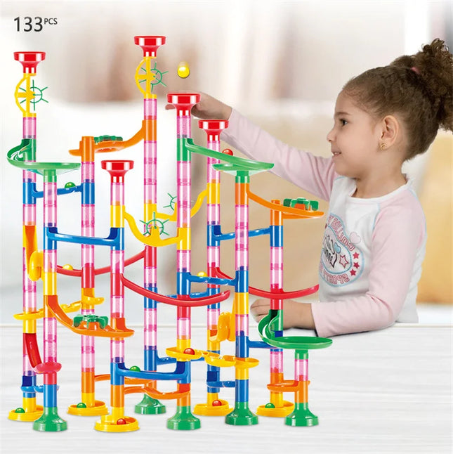 29-142PCS Marble Run Building Blocks Marbles Slide Toys For Children DIY Creativity Constructor Educational Toys Children Gift