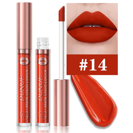 DUNUF 18 Color Matte Velvet Lipstick Waterproof Long-lasting Nude Matte Lip Gloss Clear Moisturizing Lip Oil for Women Makeup