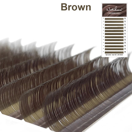 NATUHANA Caramel Colored Lashes Extension Individual Faux Mink Colour False Eyelashes Brown Teal Mocha Lashes For Makeup Tools