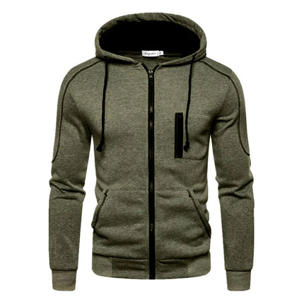 Men's Long Sleeve Zip Up Hoodie Casual Athletic Sweatshirt Hooded Jacket with Pockets Spring Fall Warm Fleece Lined Coat Outwear