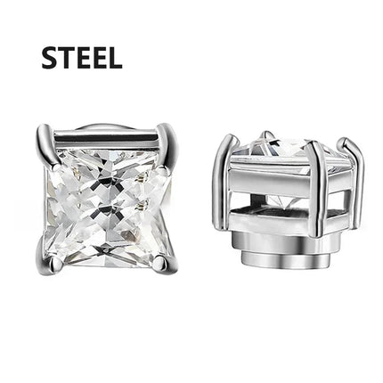 1/3Pairs 6MM Crystal Magnetic No-Pierce Stainless Steel Stud Earrings for Men Punk Zircon Magnet Earrings Non Piercing Jewelry