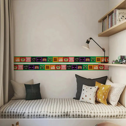 DIY Iconic Faces Peel&Stick Border Self-Adhesive Wall Border Sticker Home Decorative Border for Bathroom Living Room Decor