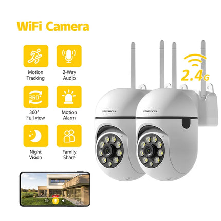 2PCS 3MP Wifi IP  HD Night Color Camera Wireless Security Surveillance PTZ Camera 4X Zoom Cameras Tracking Two-way Audio