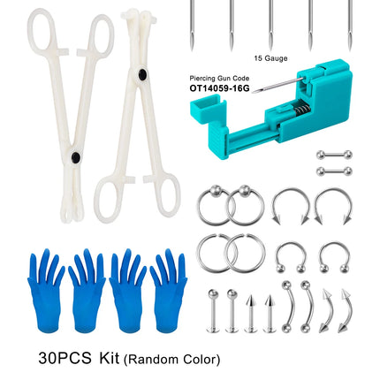 Body Jewelry Piercing Gun Pliers Needles Tool Kit Surgical Steel Nose Septum Lip Eyebrow Tongue Belly Nipple Piercing Earrings