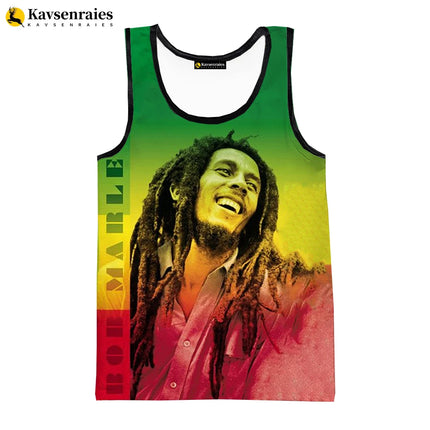 2023 New Fashion Bob Marley Tank Tops 3D Printed Graphic Polyester Sleeveless Shirts Men Hip Hop Harajuku Streetwear T-shirt