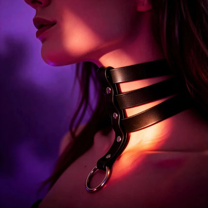 New Hot Women's Fashion Sexy PU Leather Necklace Gothic Fetish  Adjustable Punk Erotic Collar for Couple Party & Role Play