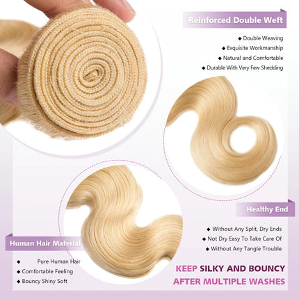 613 Blonde Bundles Human Hair Body Wave 12A Unprocessed Human Hair Brazilian Virgin Hair Weave Bundle Double Weft Hair Extension