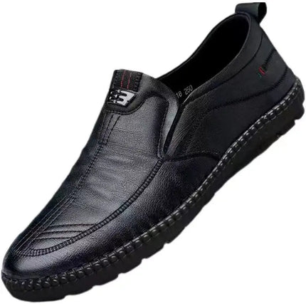 Men's PU Leather Loafers Non-Slip Walking Flats Breathable Outdoor Slip-on Casual Shoes for Male Work Office Driving Sneakers