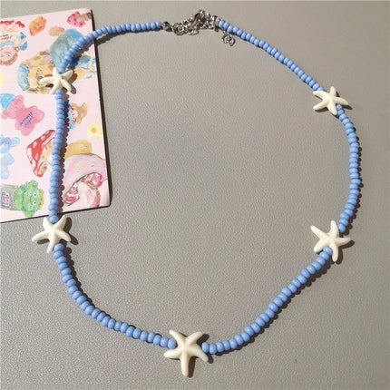 Cute Green Ceramic Fish Conch Shell Starfish Mushroom Pendant Bead Choker Neck Necklace For Women Summer Beach Vacation Jewelry
