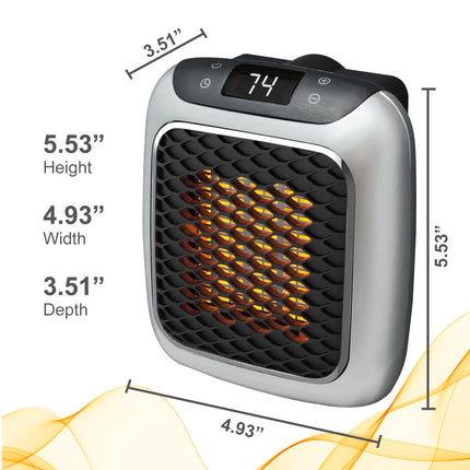 Portable Electric Heater Wall Outlet Small Space Heater with Adjustable Thermostat, Programmable 12-Hour Timer, Auto Shut Off