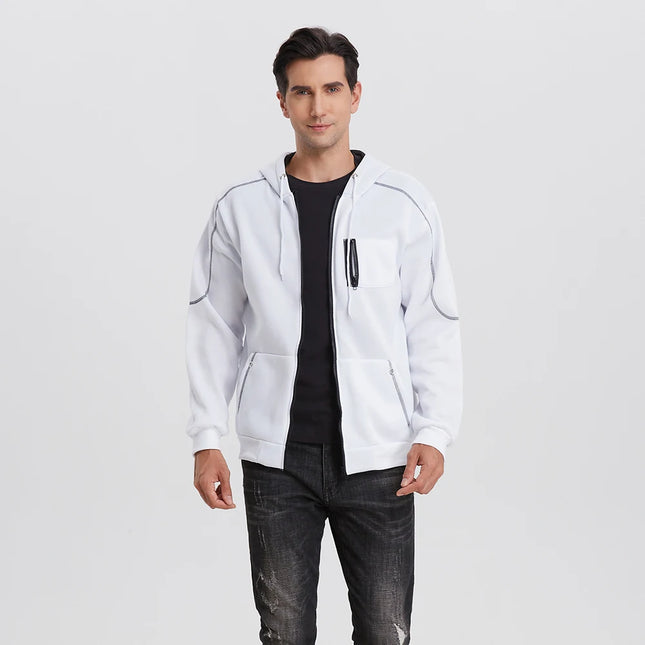 Men's Full Zip Hoodie Jacket Hooded Plain Pocket Sports Outdoor Daily Sports Hot Stamping Designer Basic Casual Sweatshirts