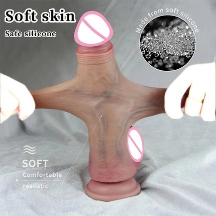 Realistic Squirting Dildo Penis Sliding Foreskin Dildo Big Dick Penetration Anal Vaginal Masturbation Strap On Dildo Sex toys